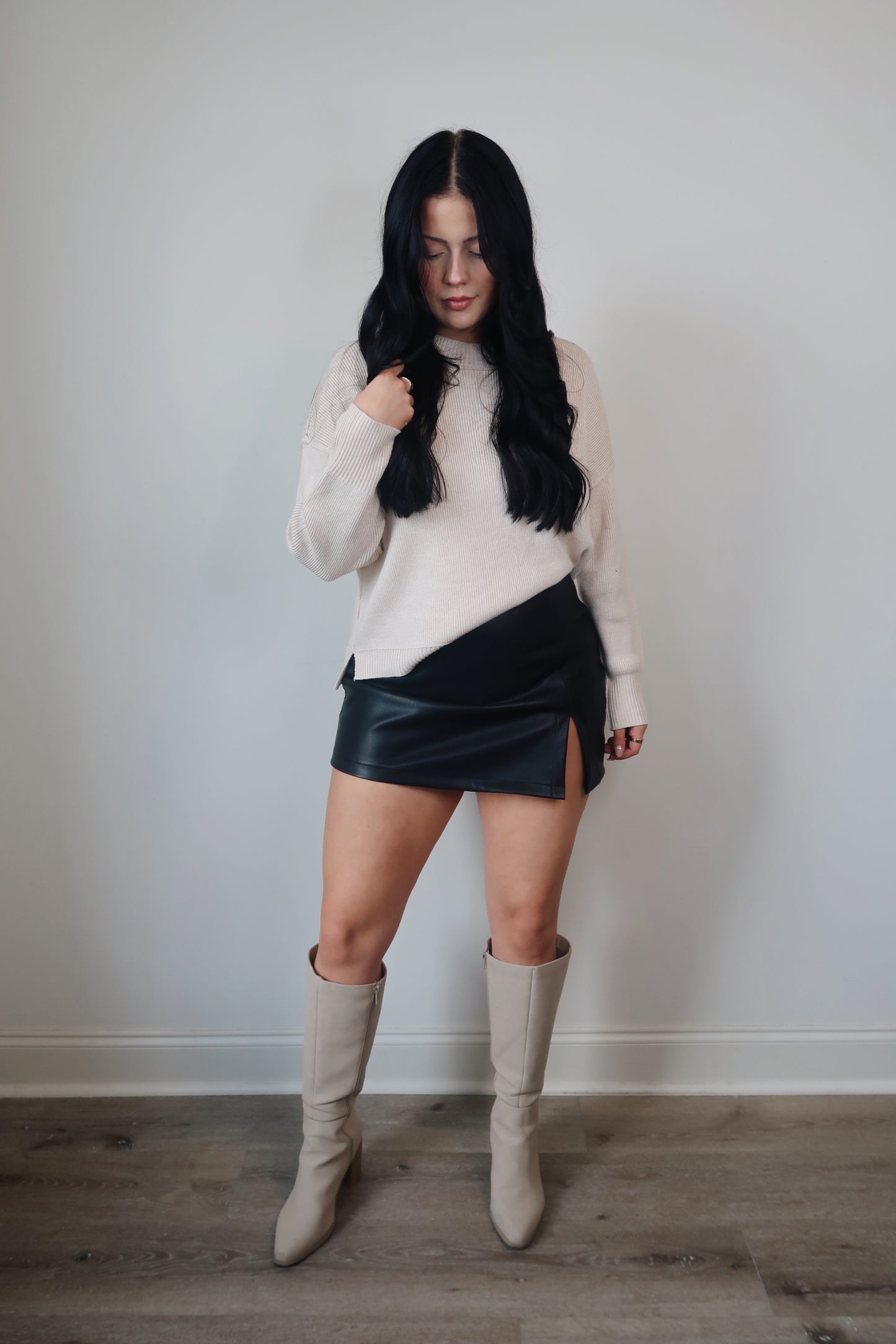 Whipped Cream Ribbed Knit Sweater