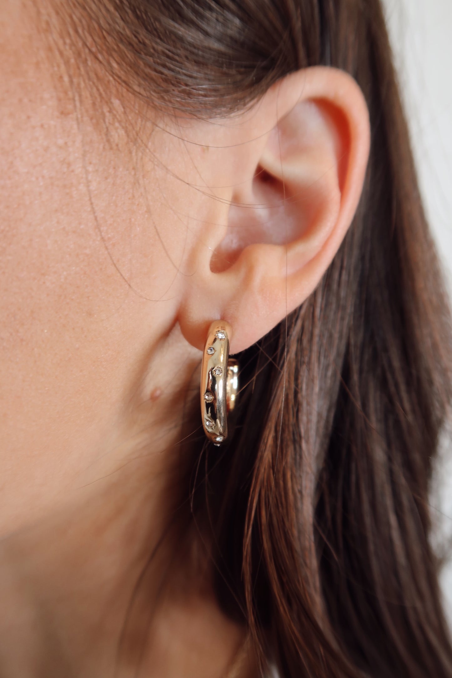 Little Shine Rhinestone Studded Hoop Earring