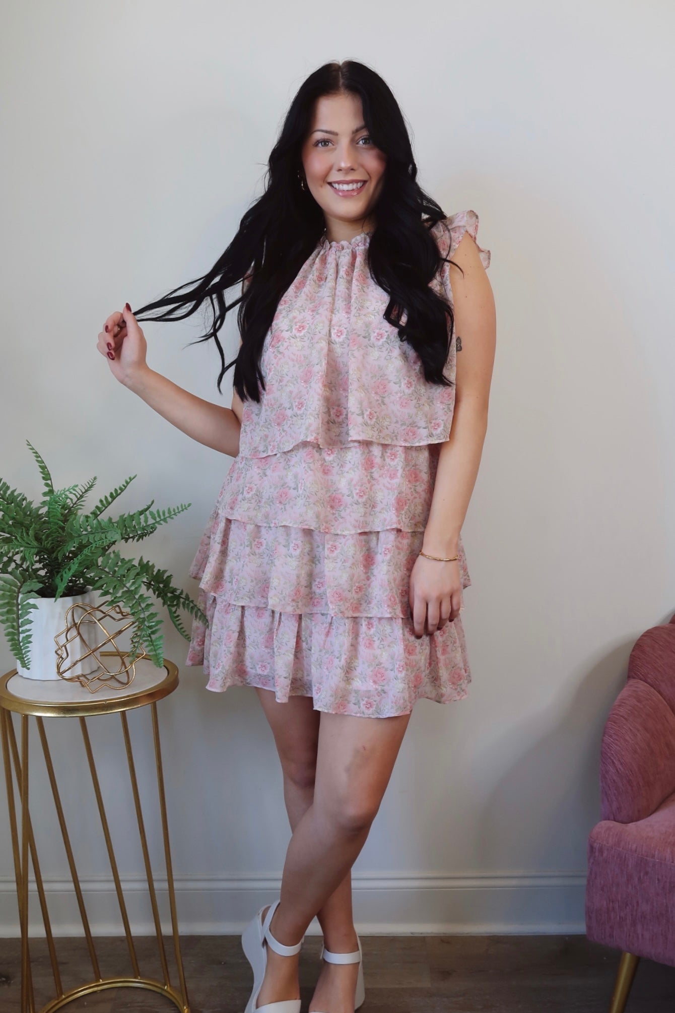 Picking Florals Chiffon Mini Dress