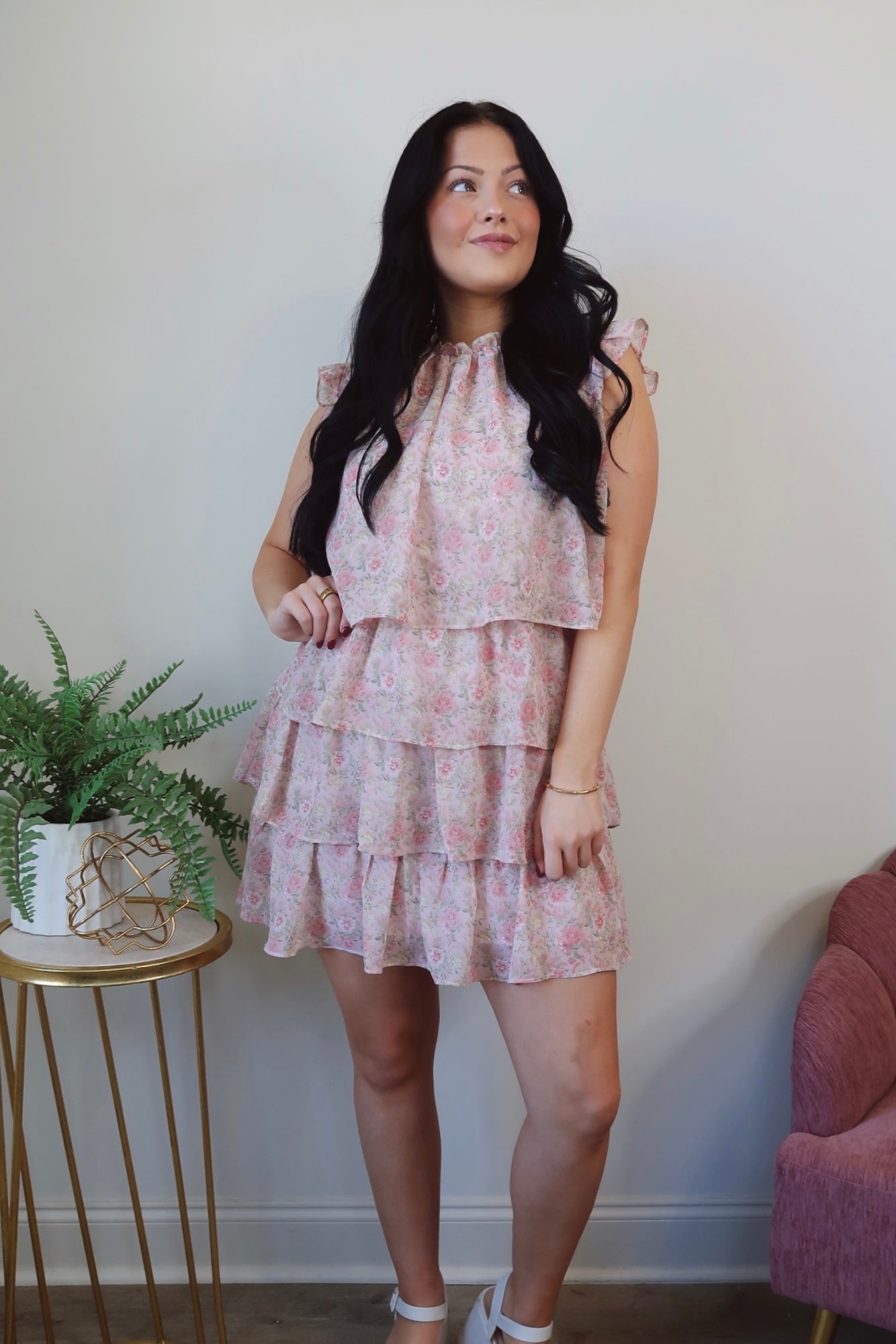 Picking Florals Chiffon Mini Dress