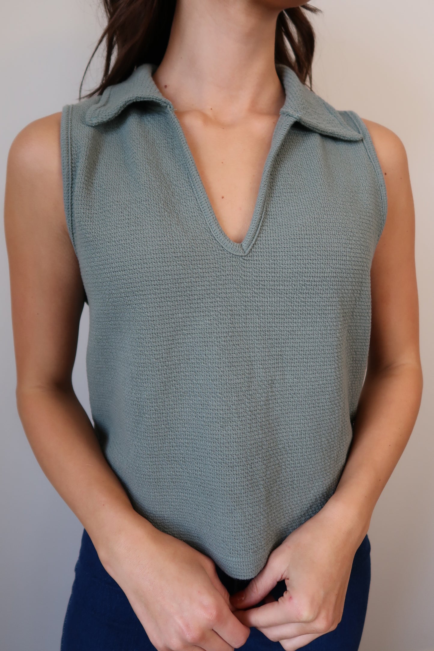 Cloudy Knit Collared Top