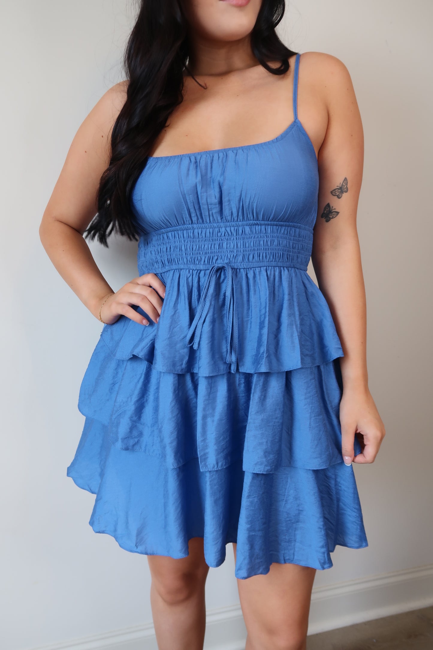 Say Hello Tiered Mini Dress