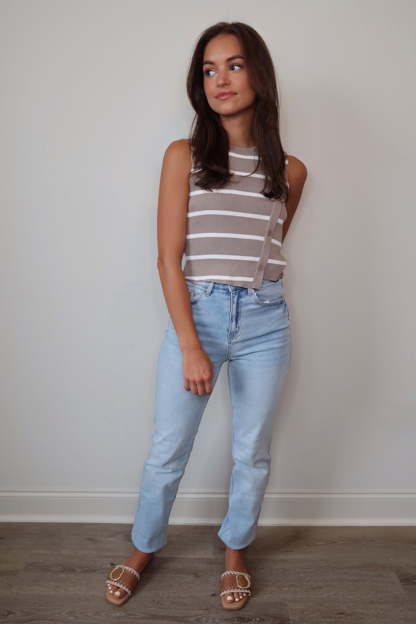 DOORBUSTER Who is She Asymmetrical Striped Top