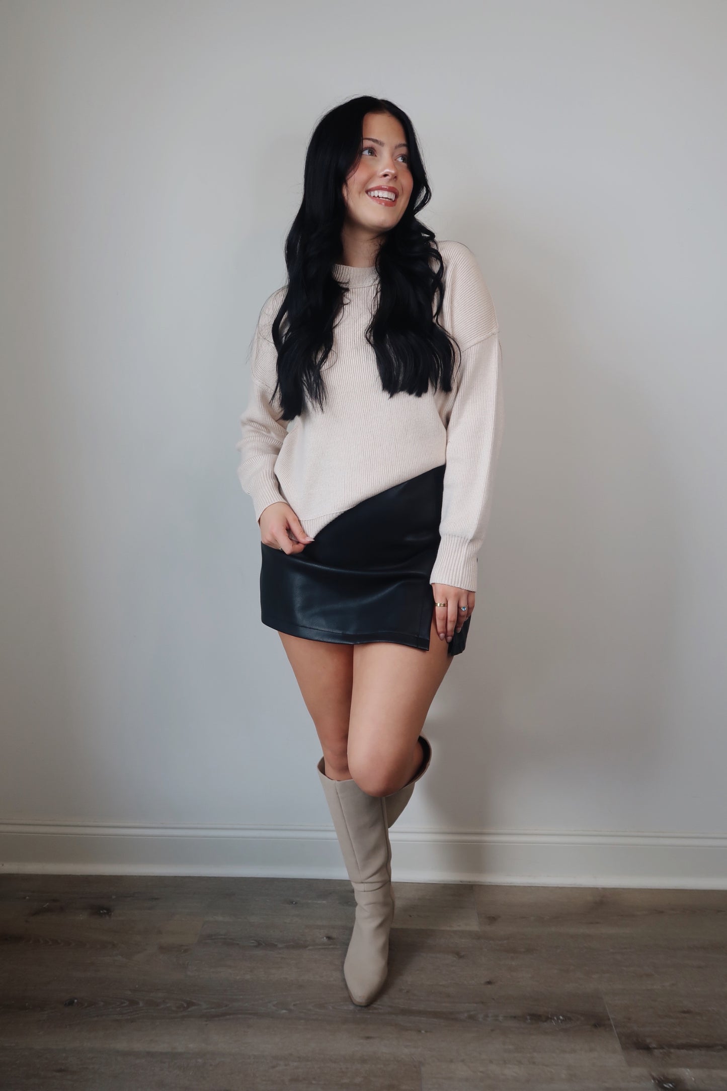 Whipped Cream Ribbed Knit Sweater