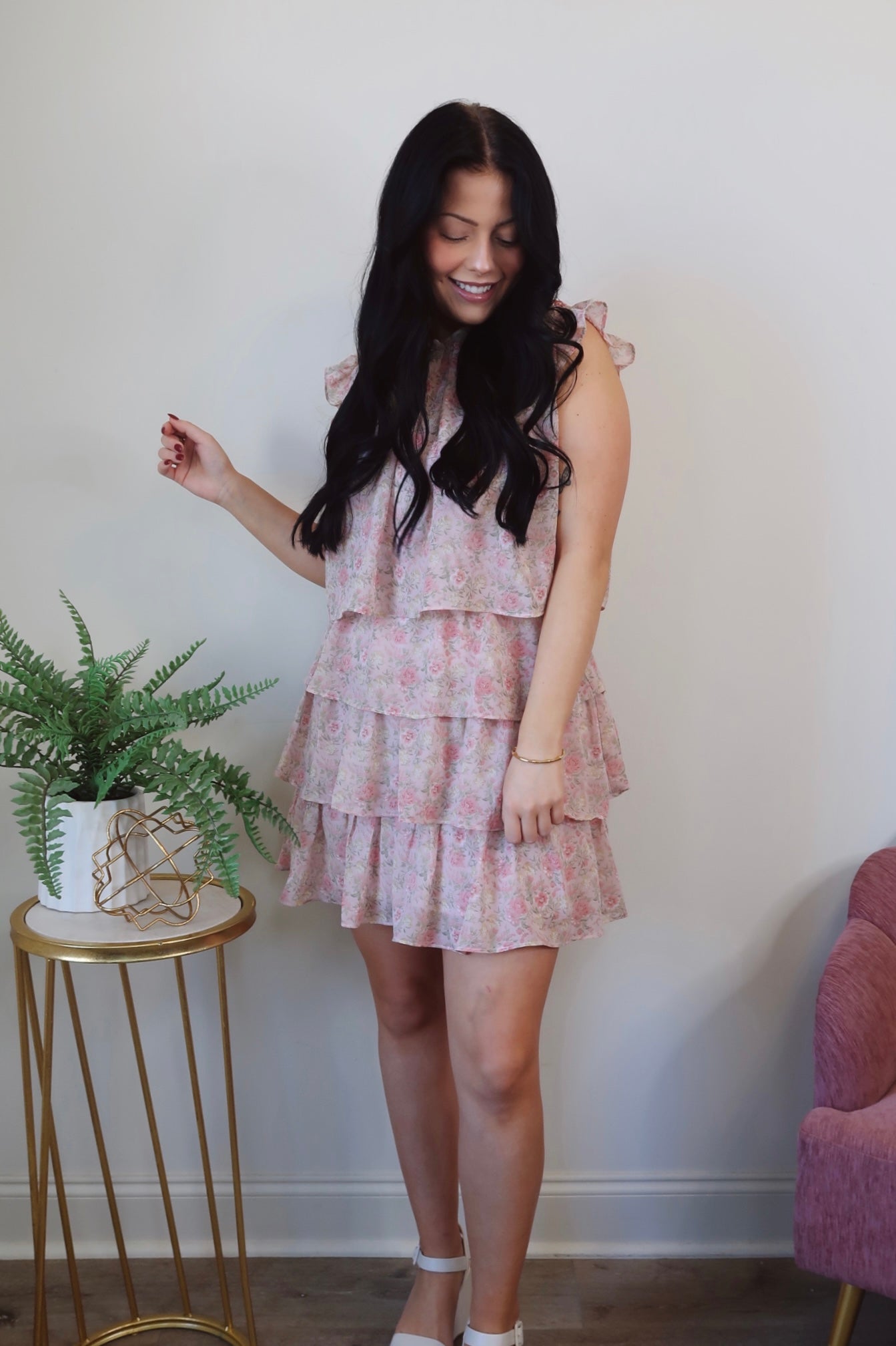 Picking Florals Chiffon Mini Dress