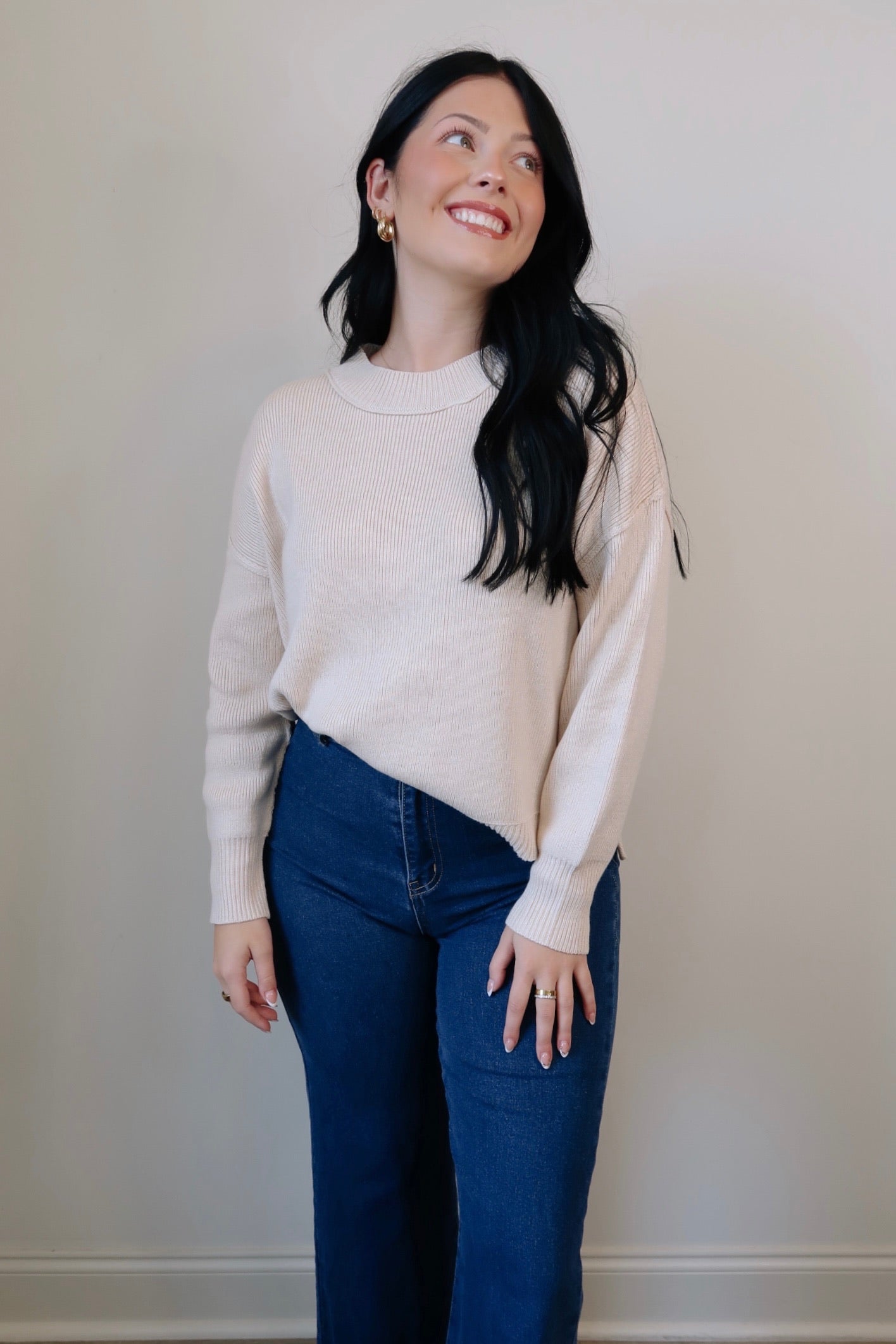 Whipped Cream Ribbed Knit Sweater