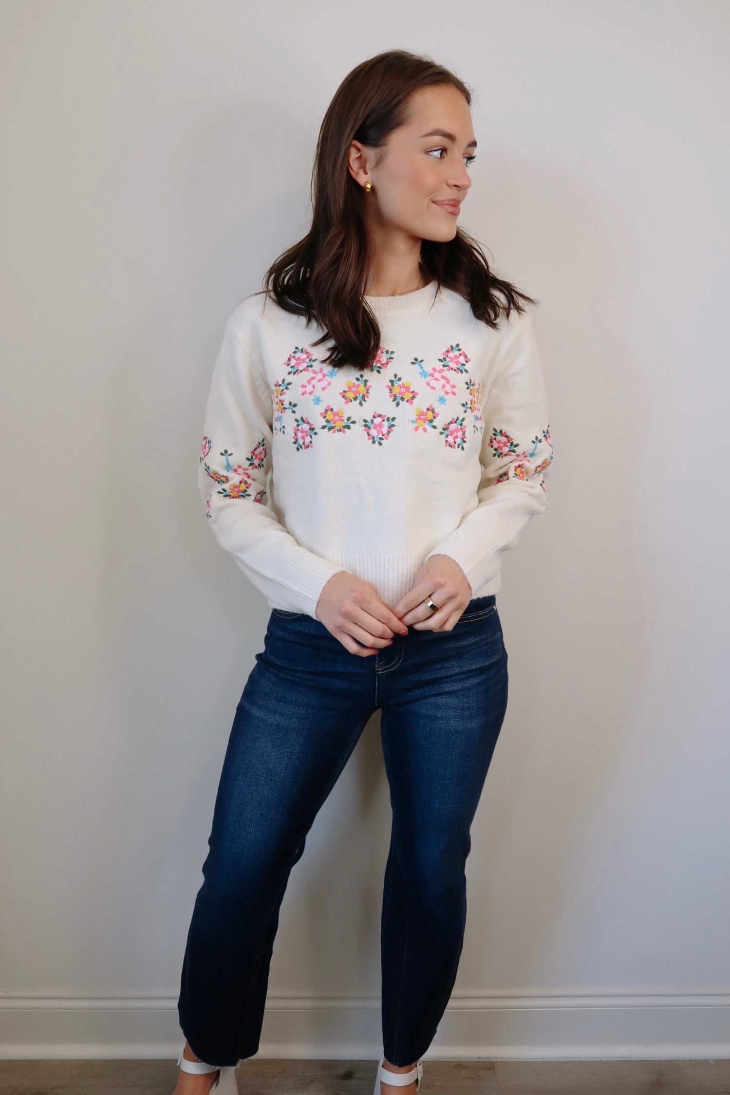 Flowers for You Embroidered Sweater