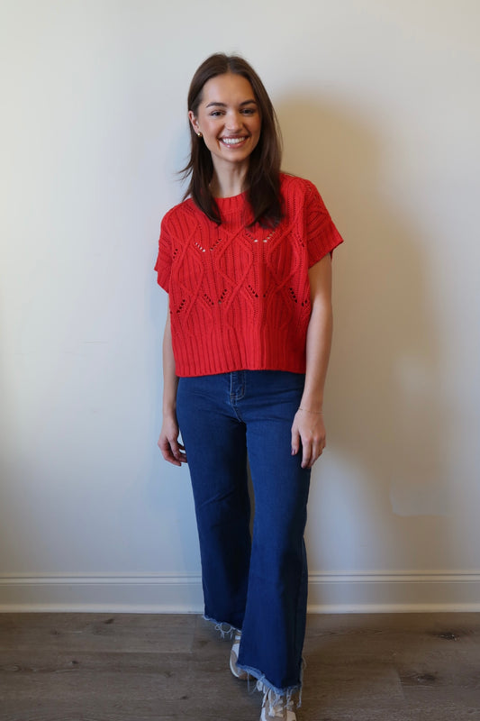 Home For The Holidays Cable Knit Top