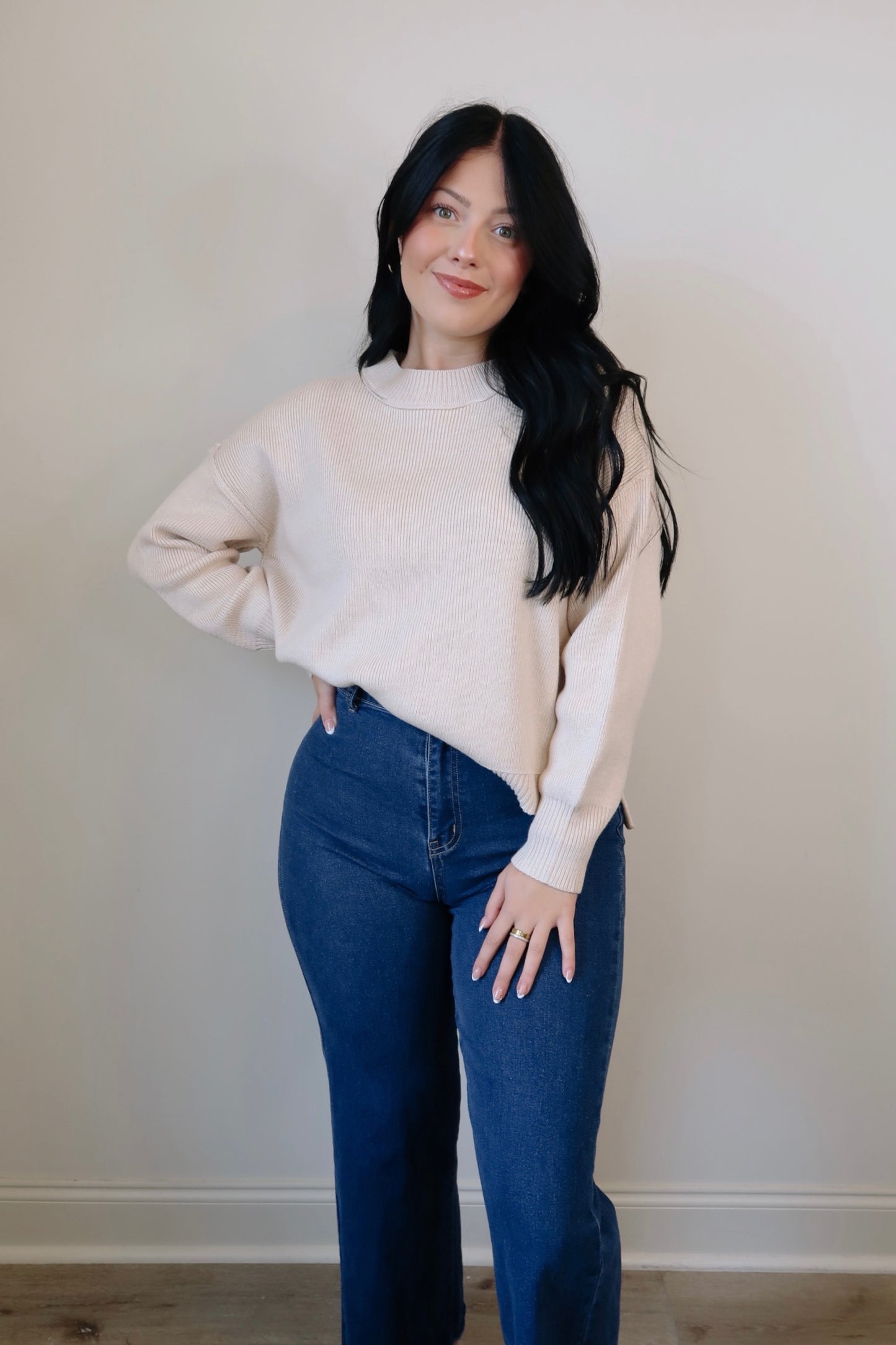 Whipped Cream Ribbed Knit Sweater