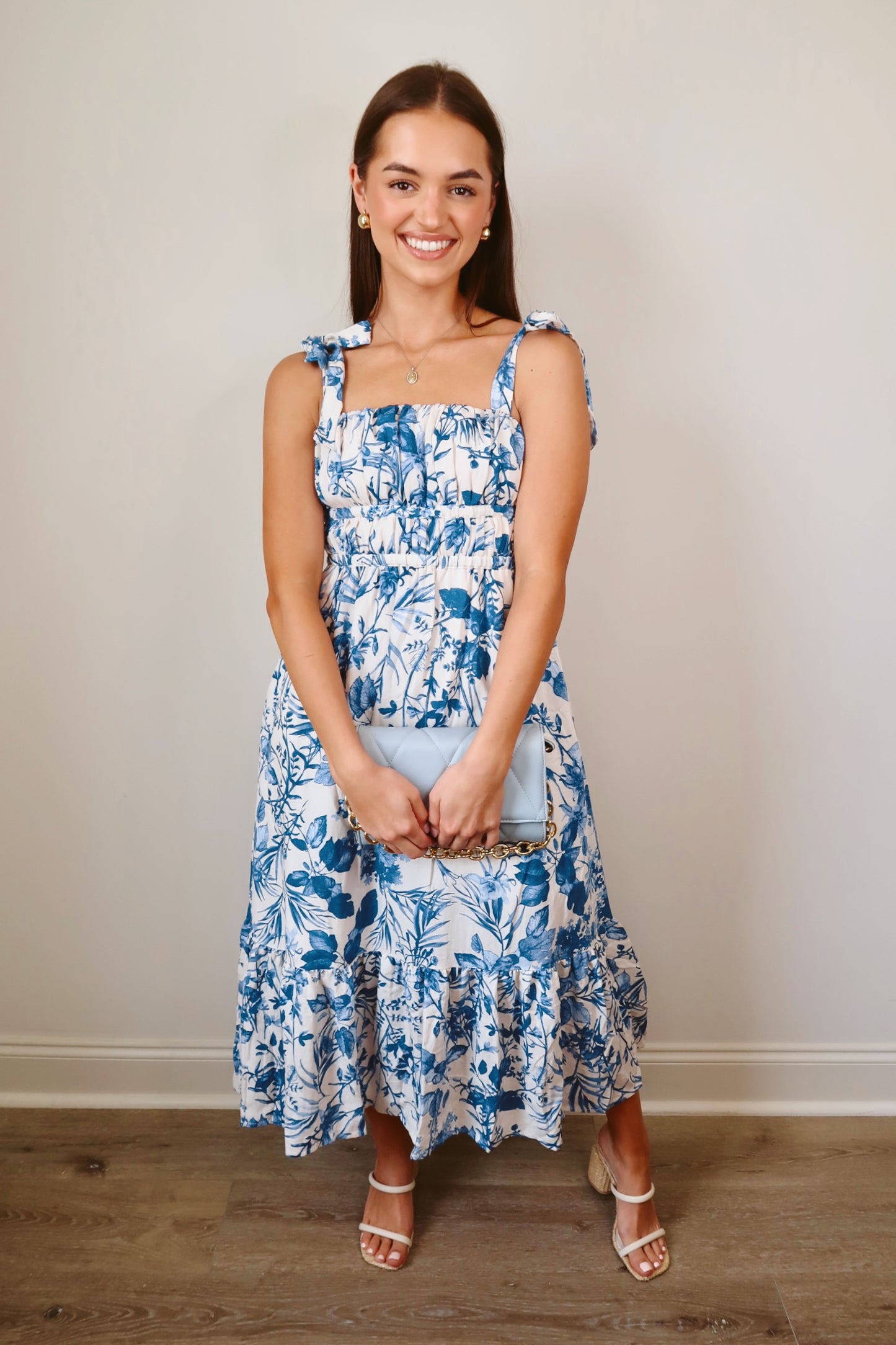 In Bloom Porcelain Blue Midi Dress