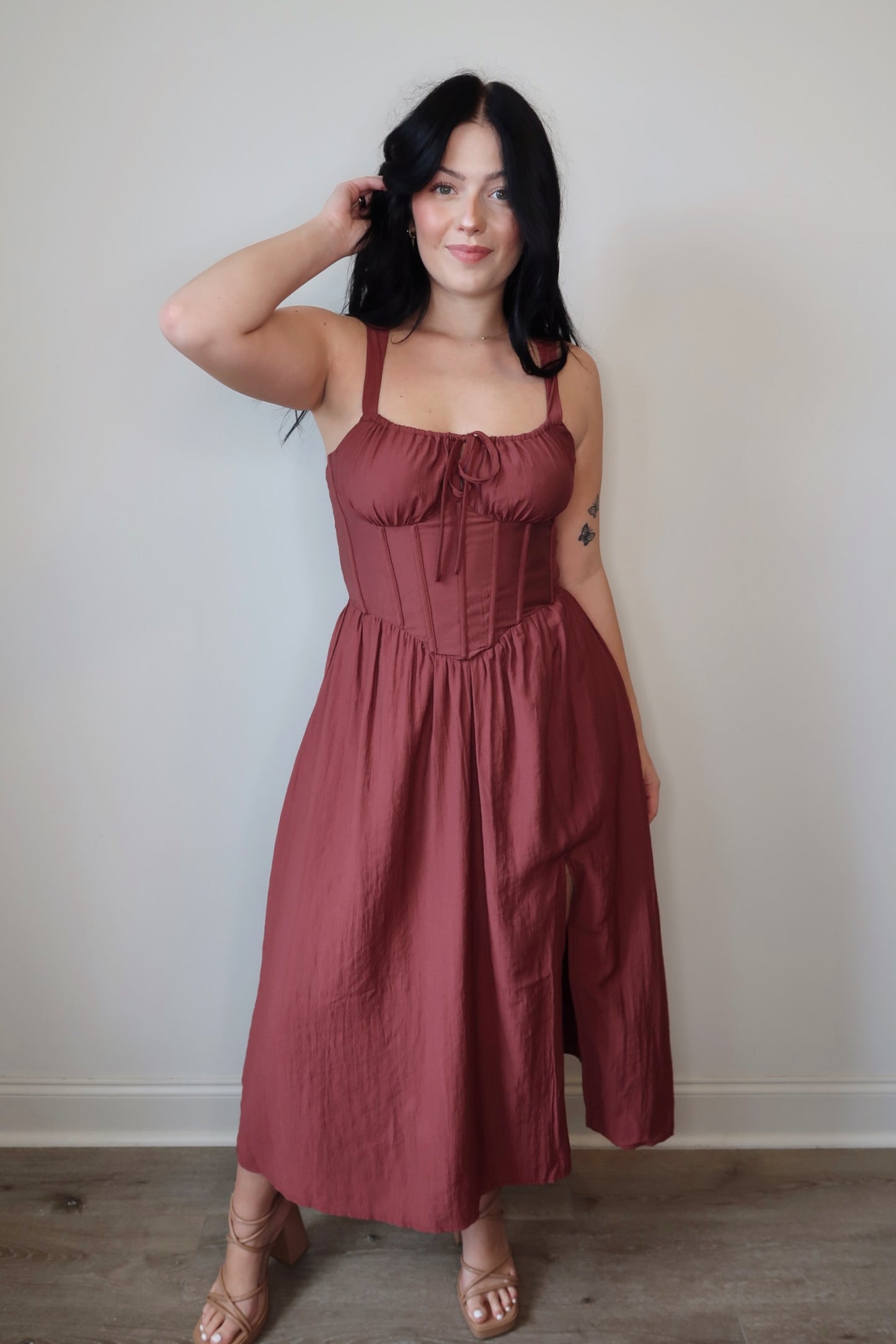 Take Me Back Corset Midi Dress