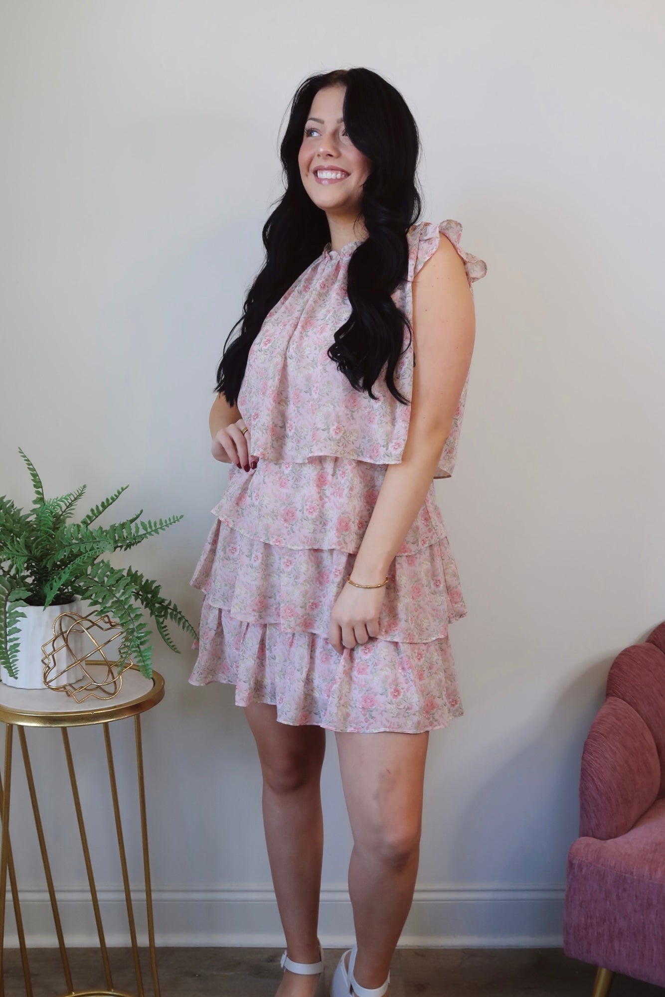 Picking Florals Chiffon Mini Dress