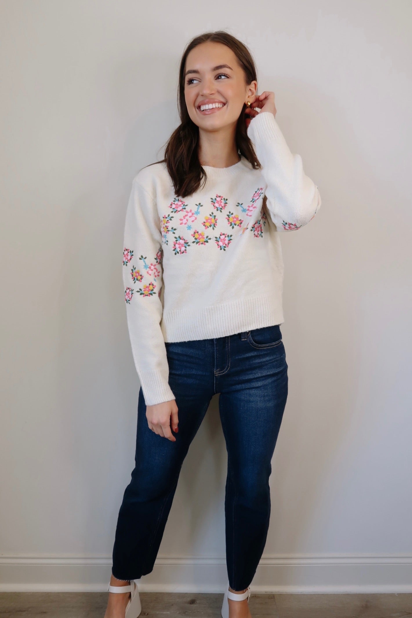 Flowers for You Embroidered Sweater