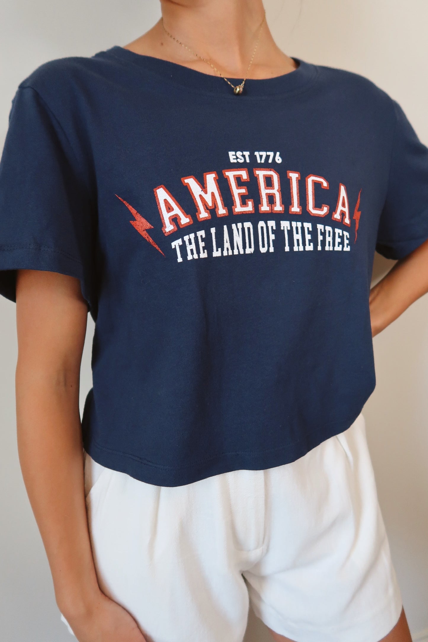 Land of The Free Cropped Graphic Tee