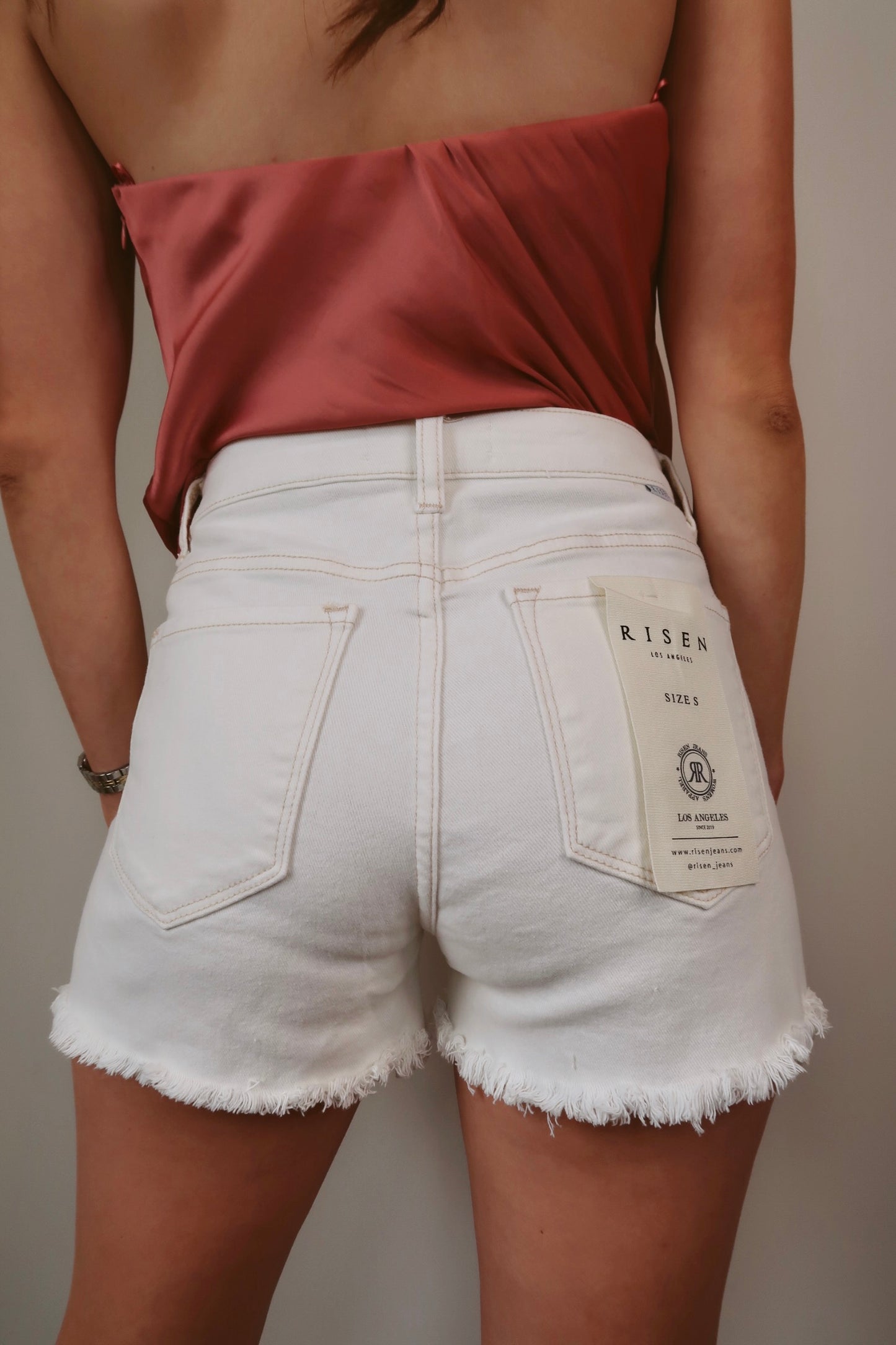 The Rio Cream Denim Shorts