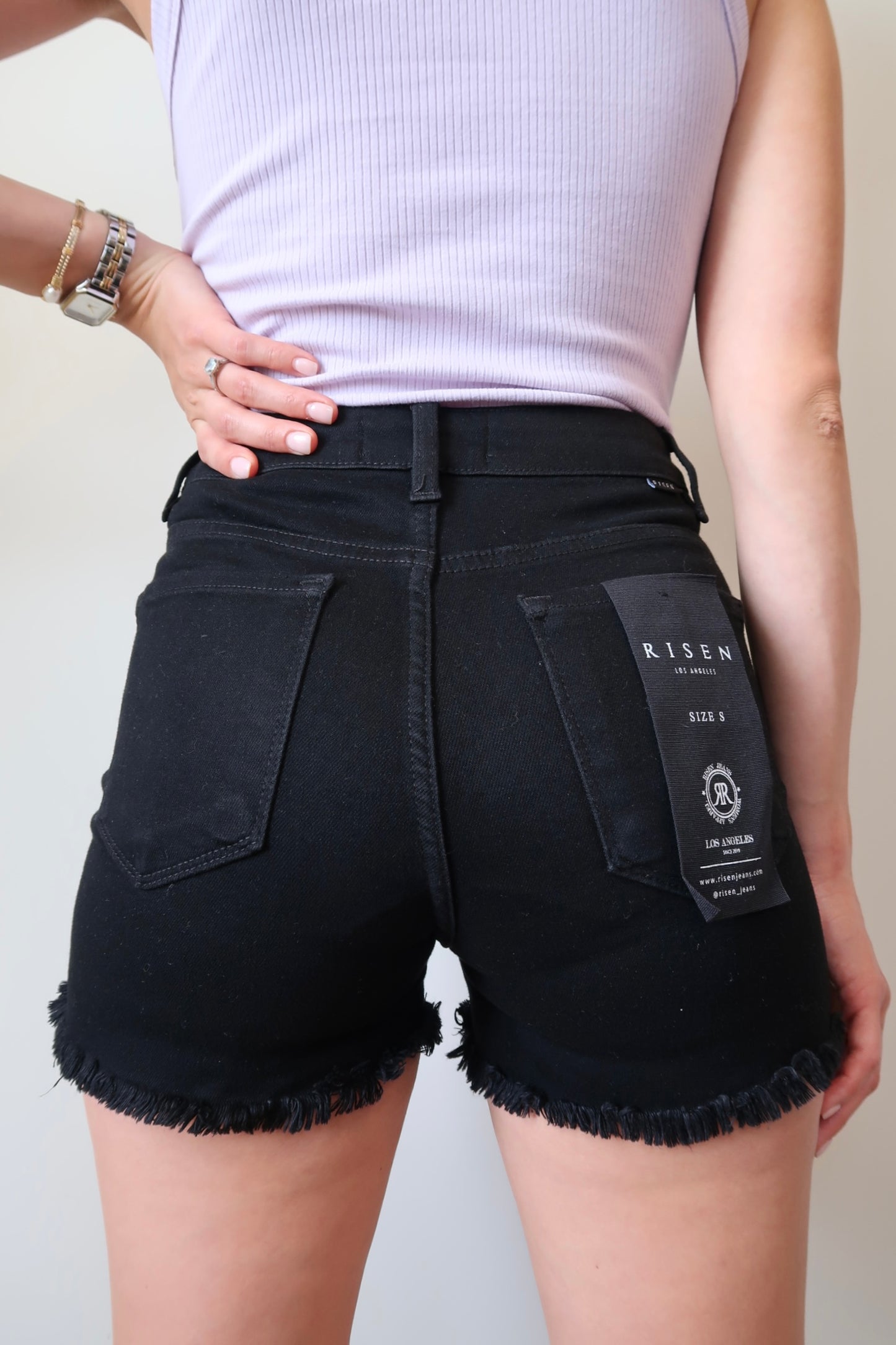 The Marylin High Rise Black Denim Shorts