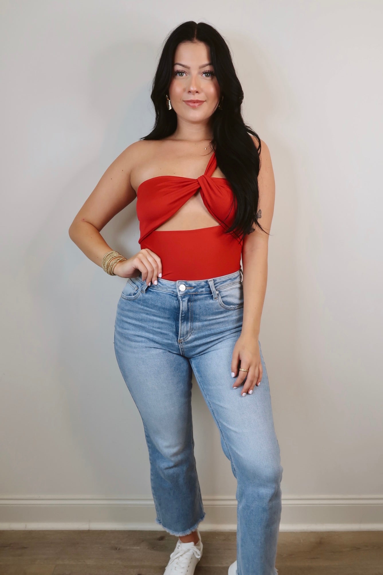 Red Hot One Shoulder Reversible Bodysuit