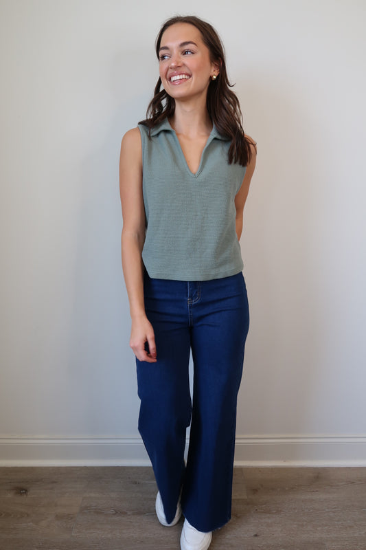 Cloudy Knit Collared Top