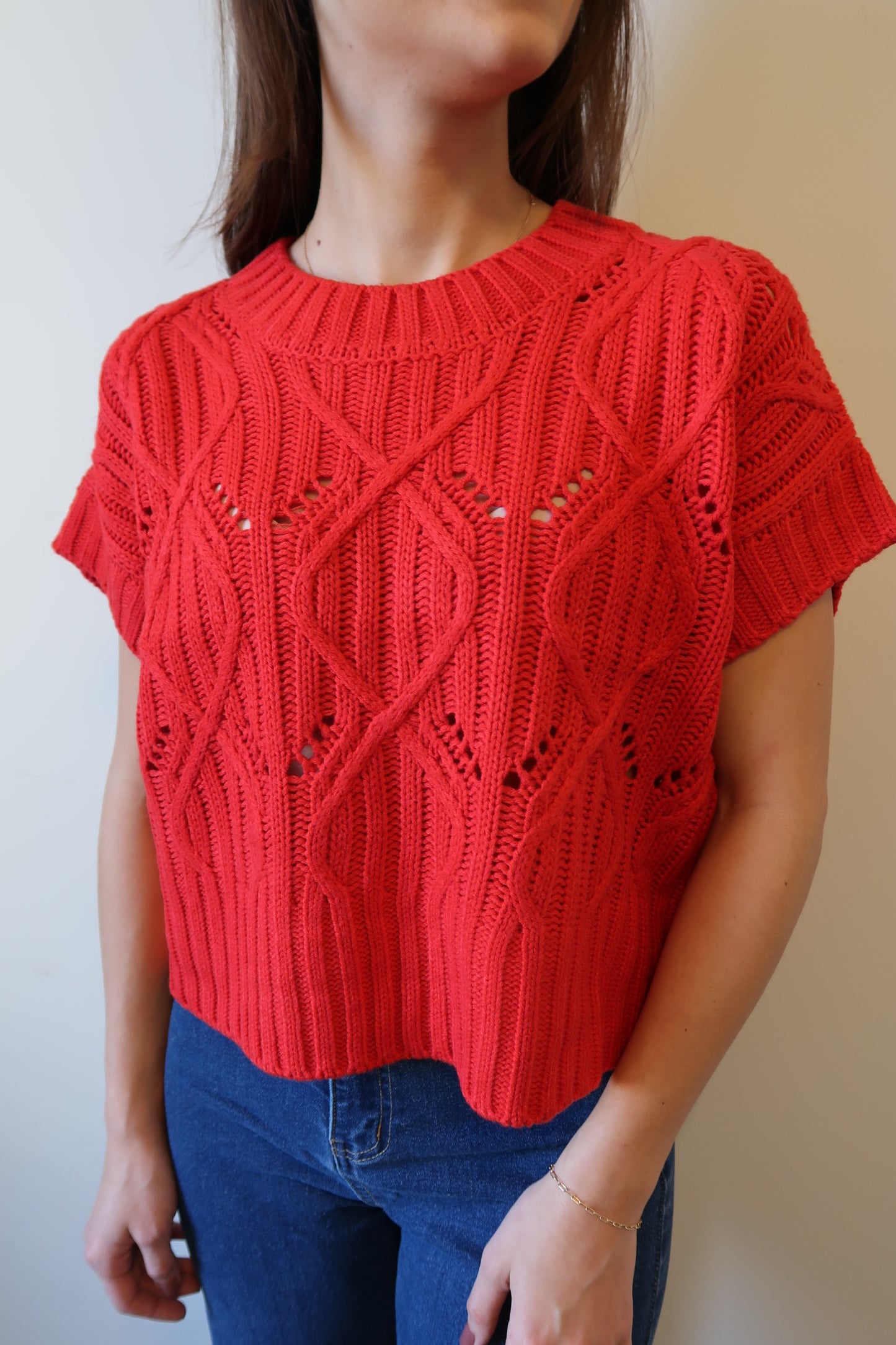 Home For The Holidays Cable Knit Top