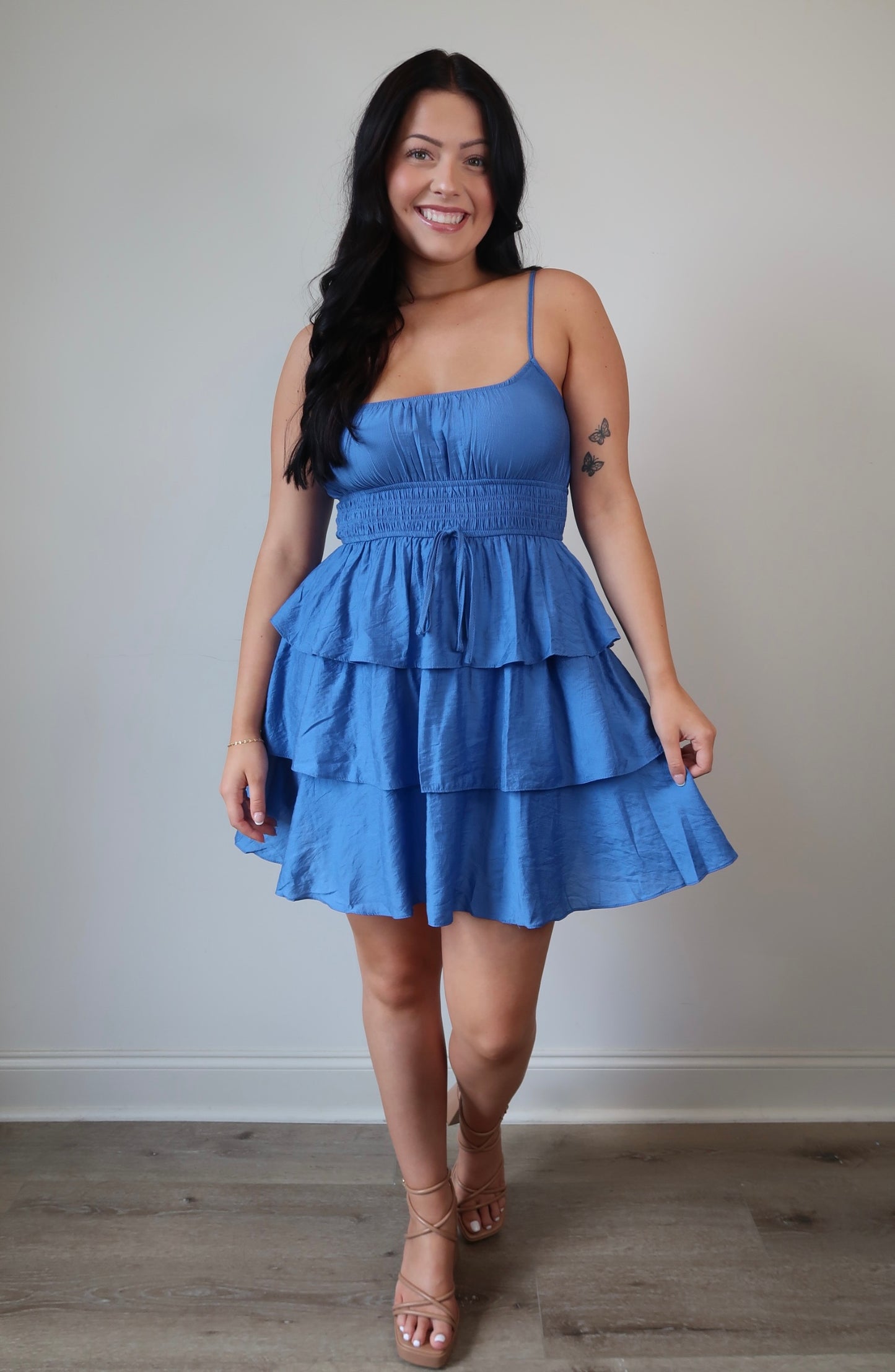 Say Hello Tiered Mini Dress