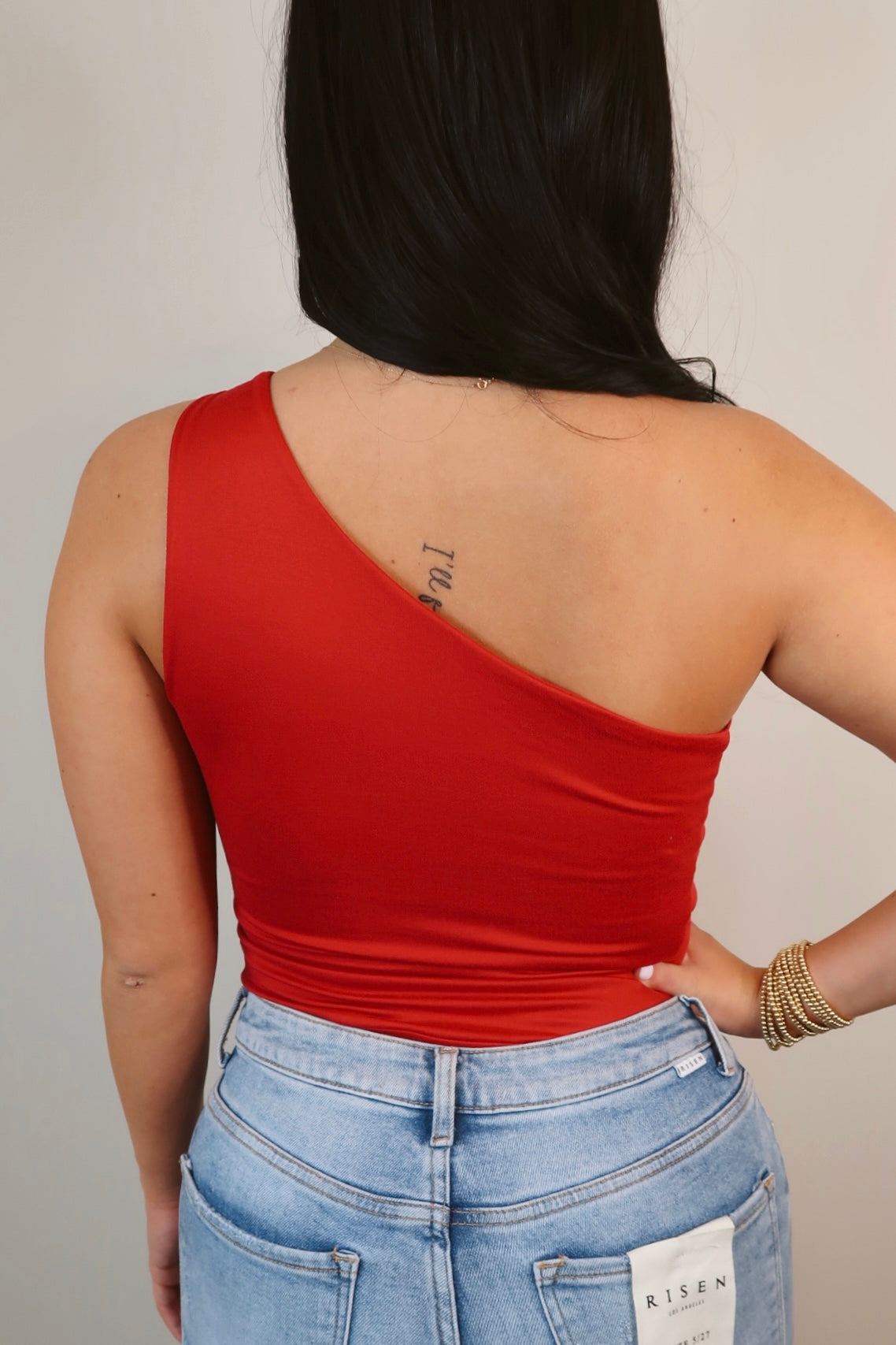 Red Hot One Shoulder Reversible Bodysuit