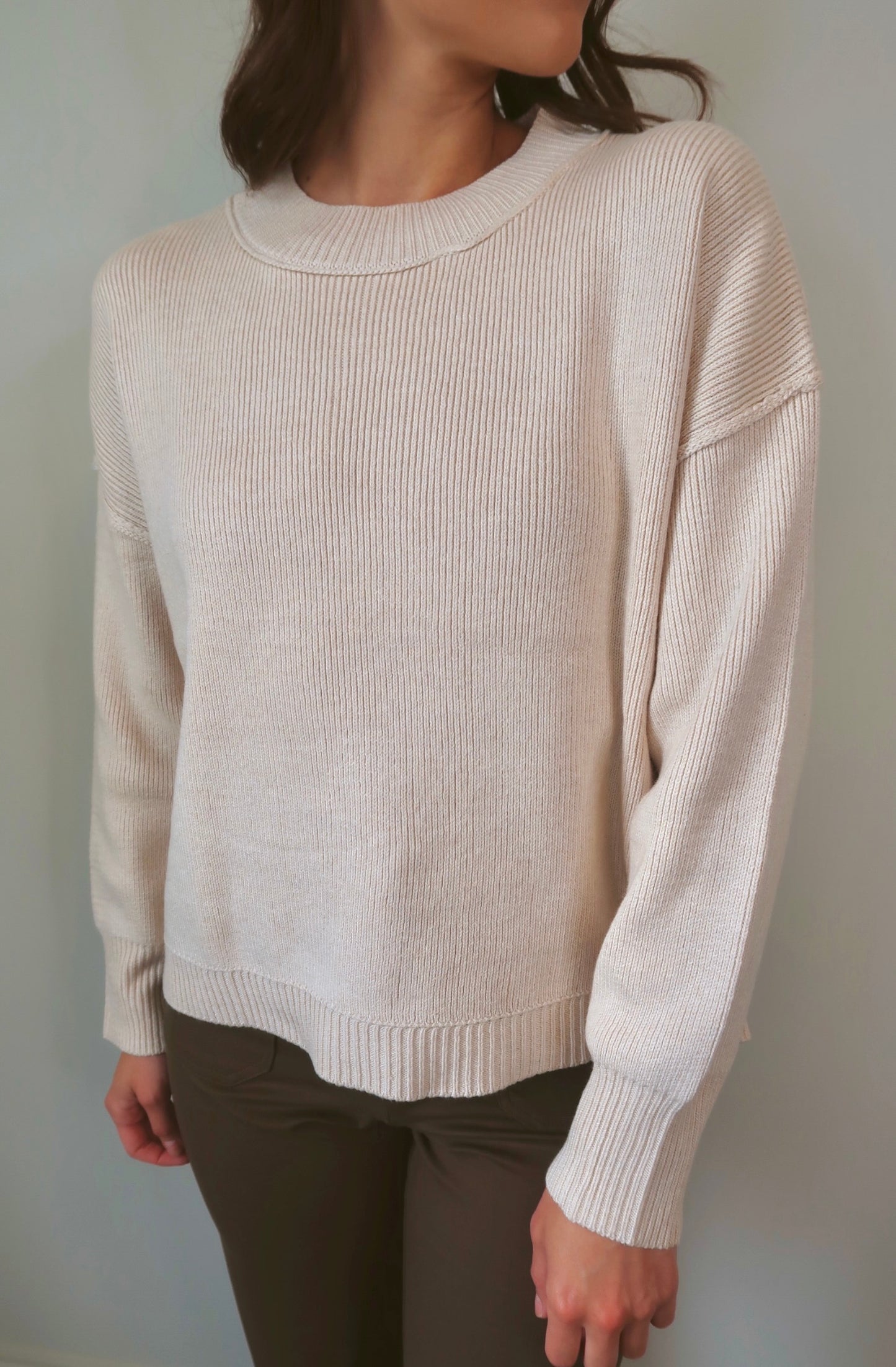 Whipped Cream Ribbed Knit Sweater