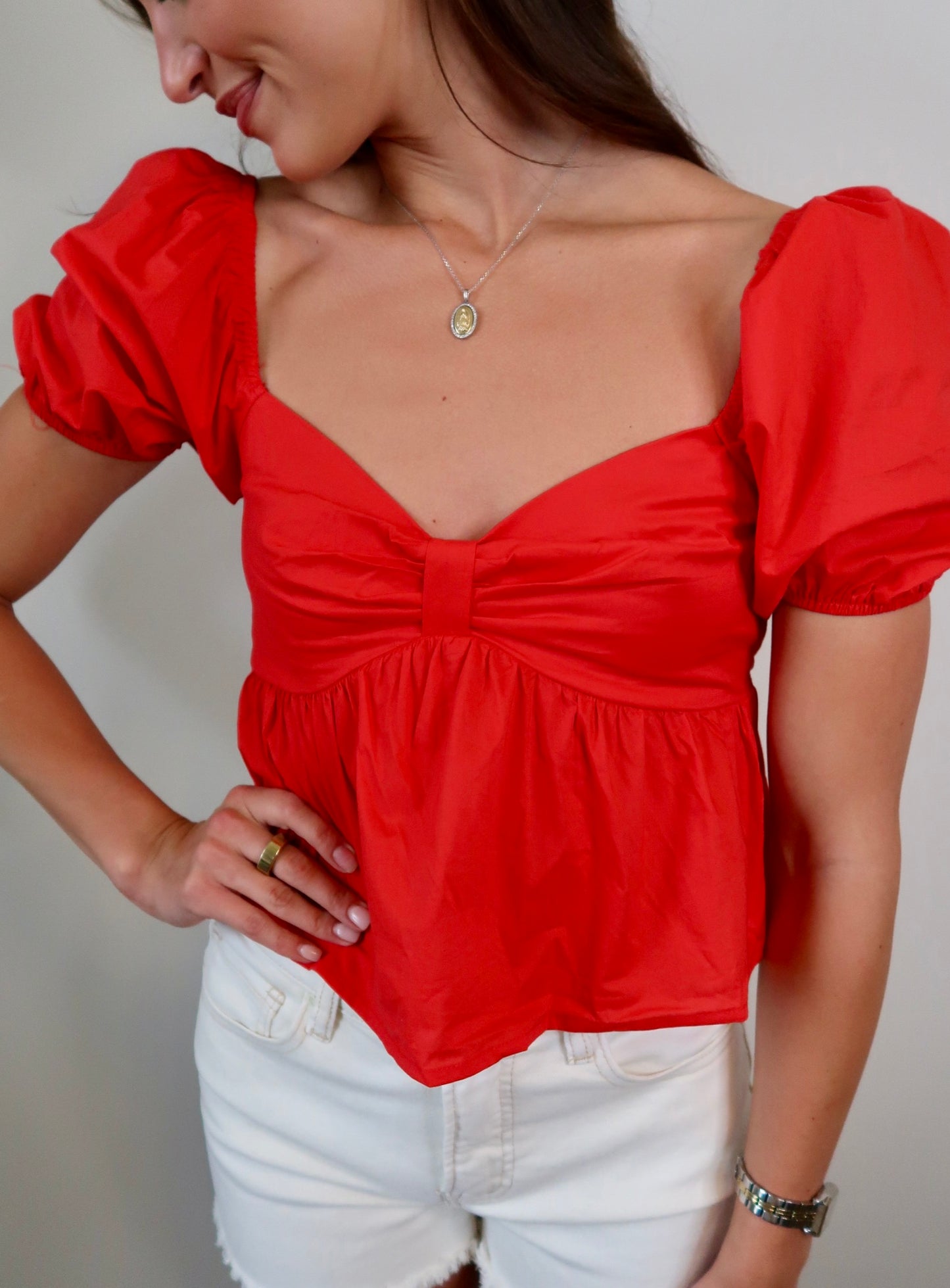 In Love With You Poplin Sleeve Top