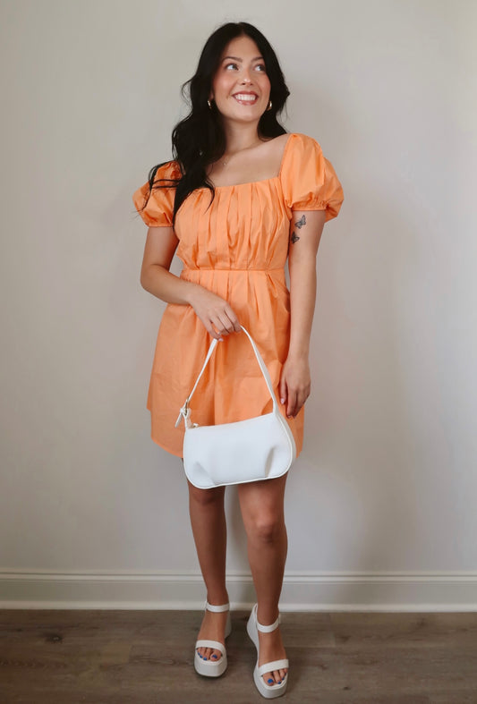 Picking Oranges Pleated Mini Dress