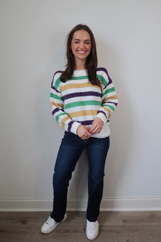 Let The Good Times Roll Striped Sweater