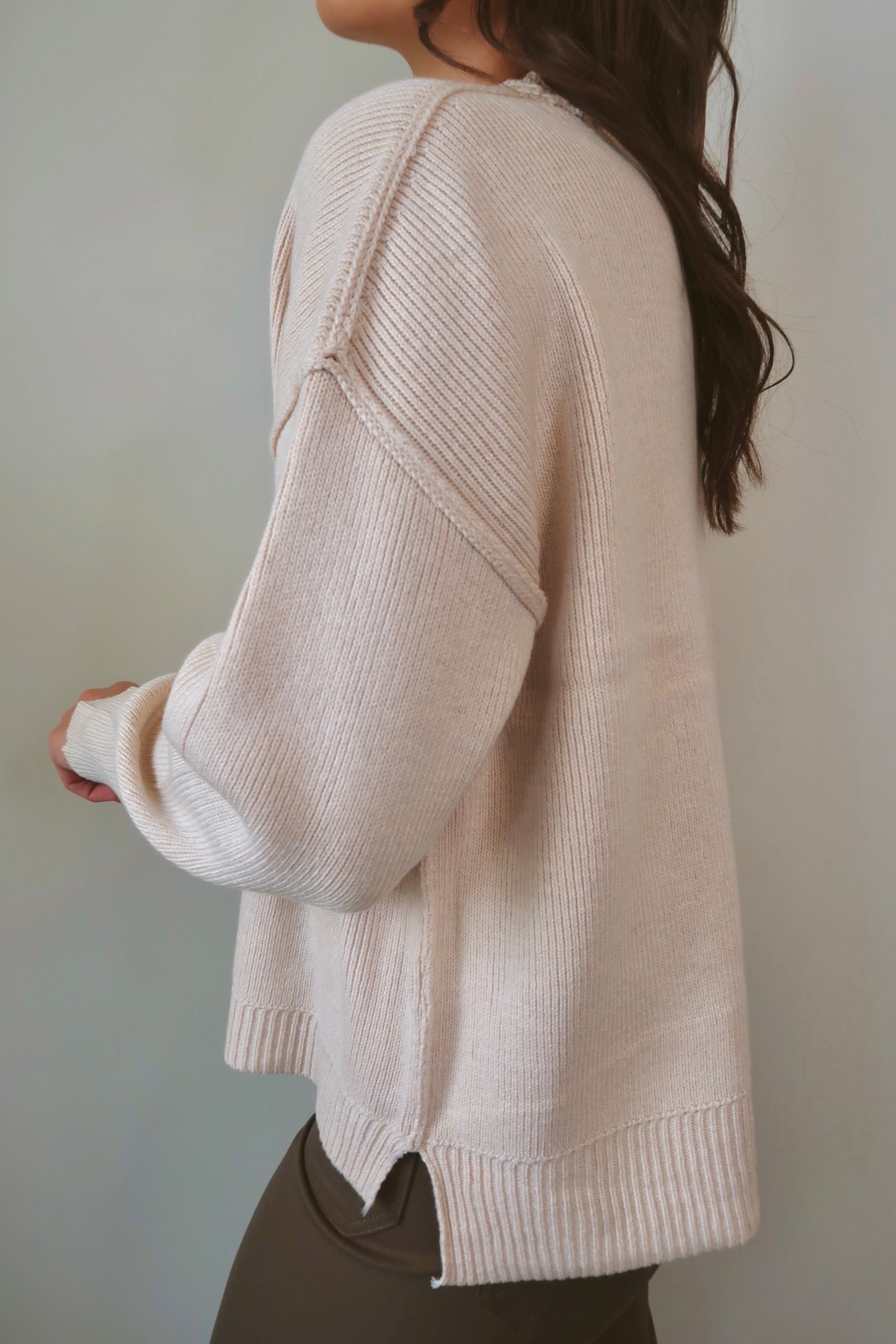 Whipped Cream Ribbed Knit Sweater