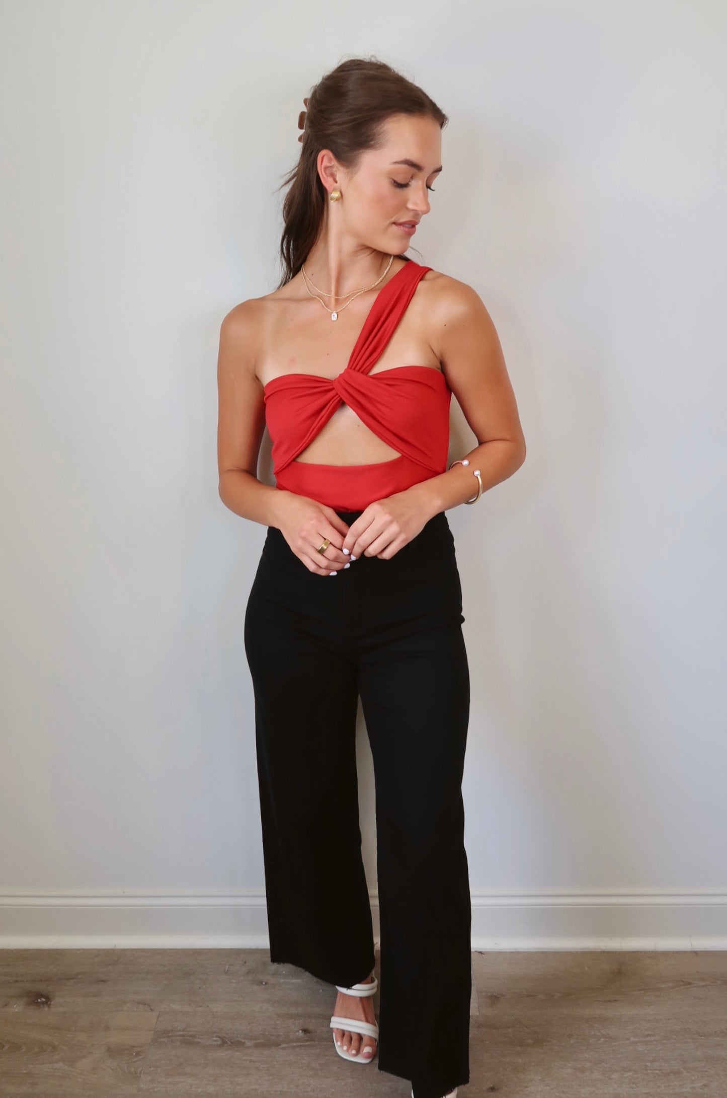 Red Hot One Shoulder Reversible Bodysuit