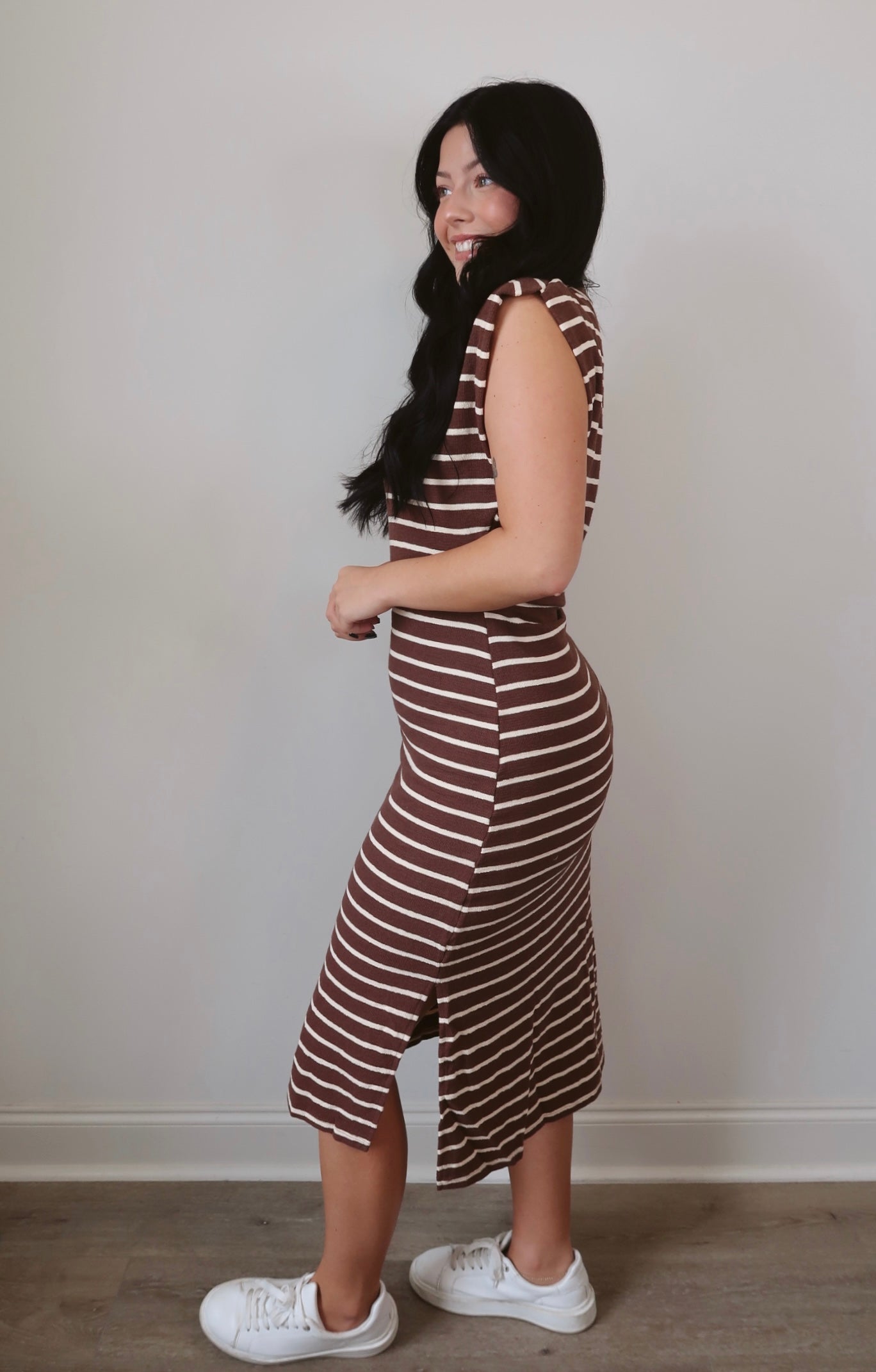 Always in Style Striped Midi Dress