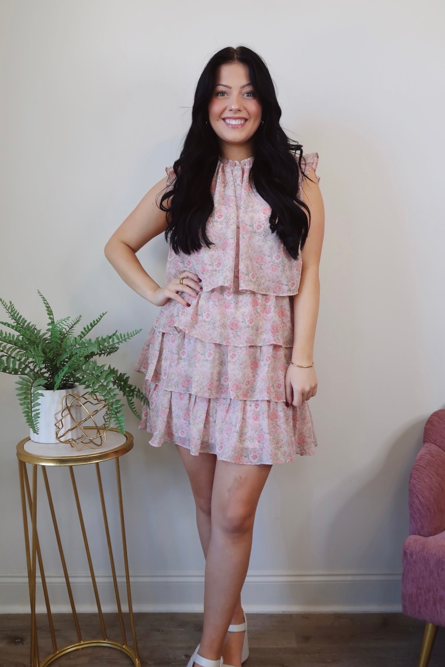 Picking Florals Chiffon Mini Dress