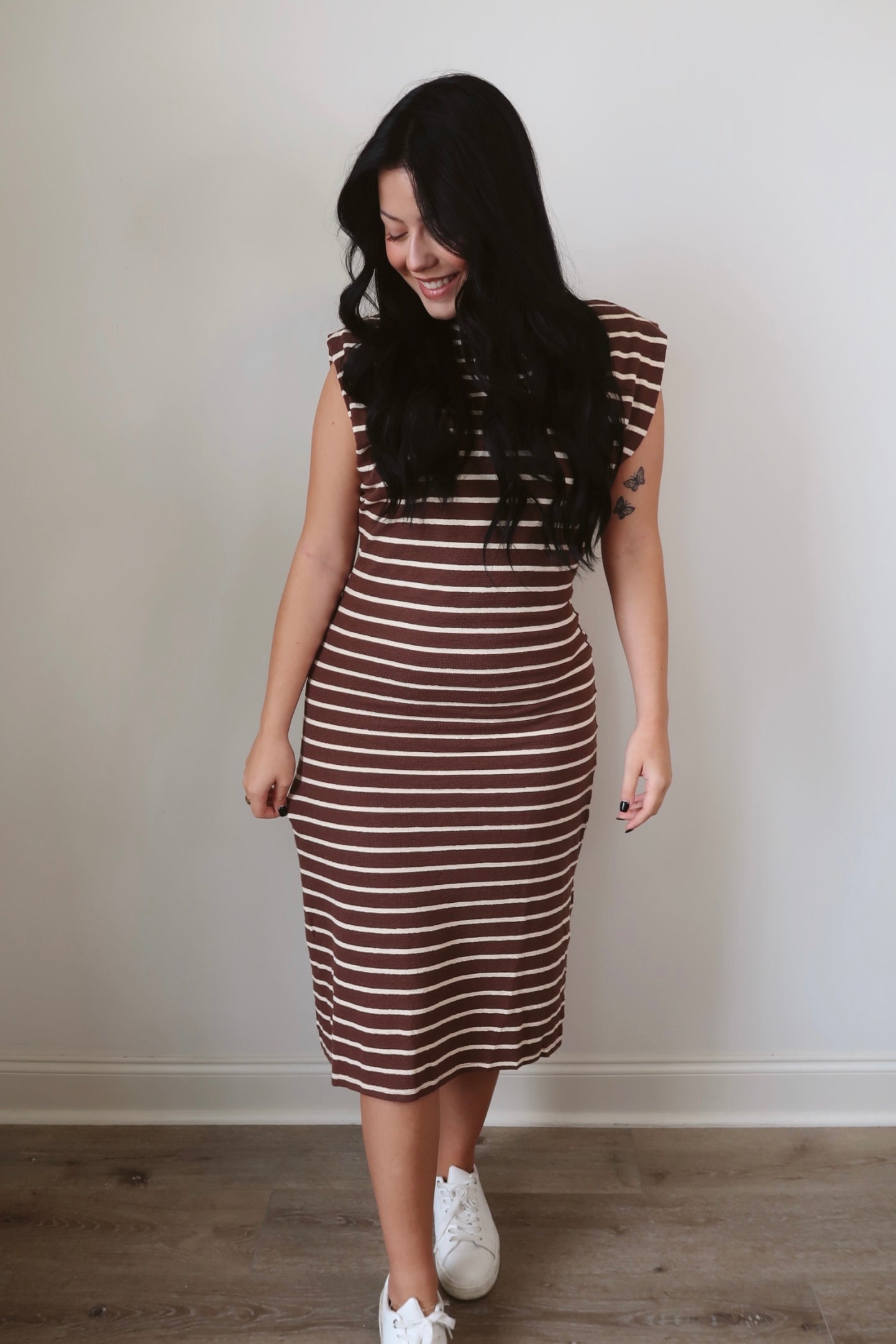 Always in Style Striped Midi Dress