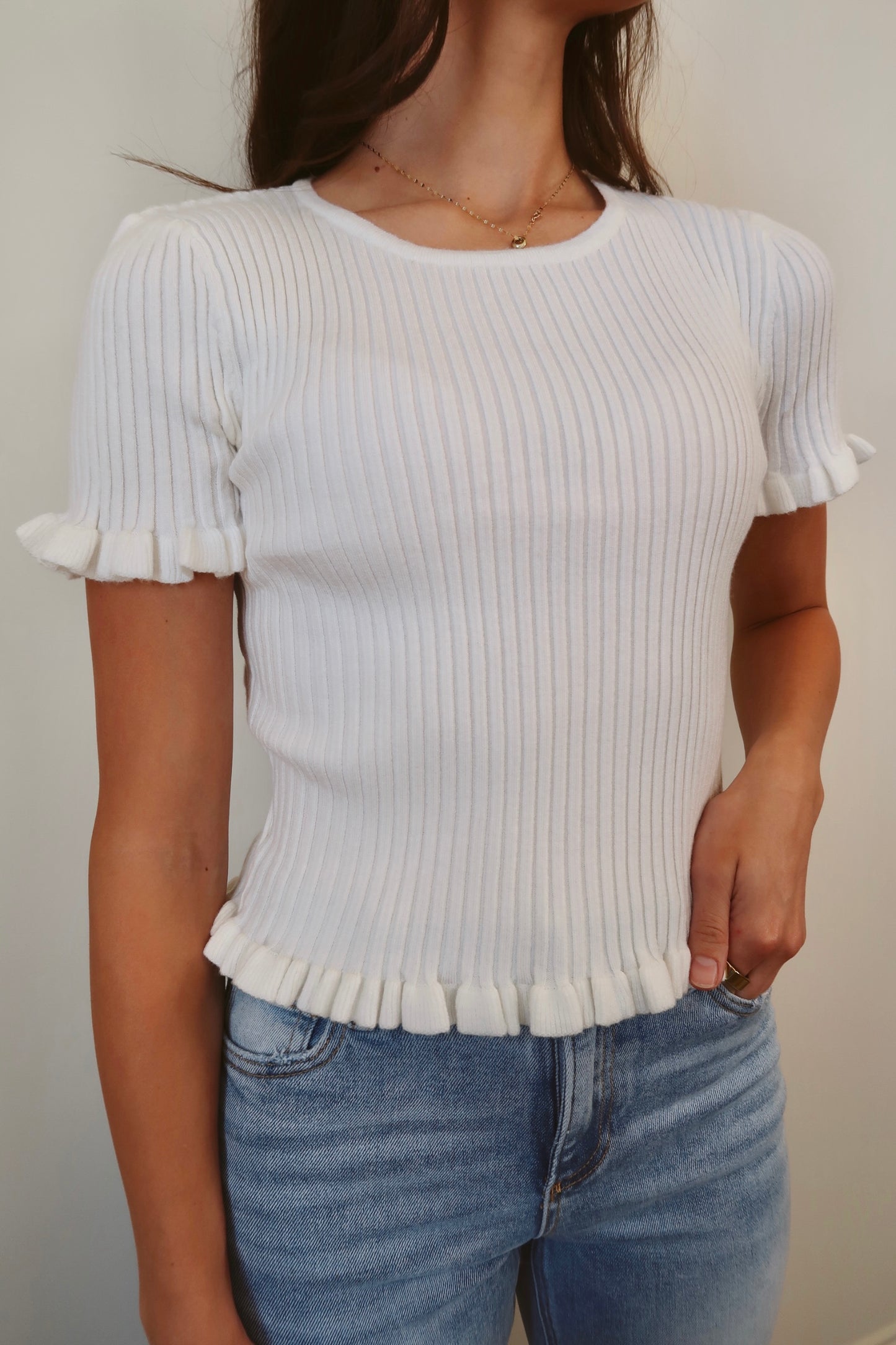 Sunday Best Ruffle Detail Knit Top