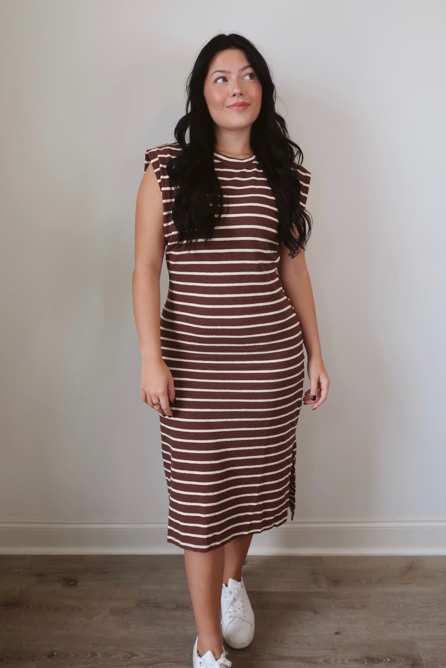 Always in Style Striped Midi Dress