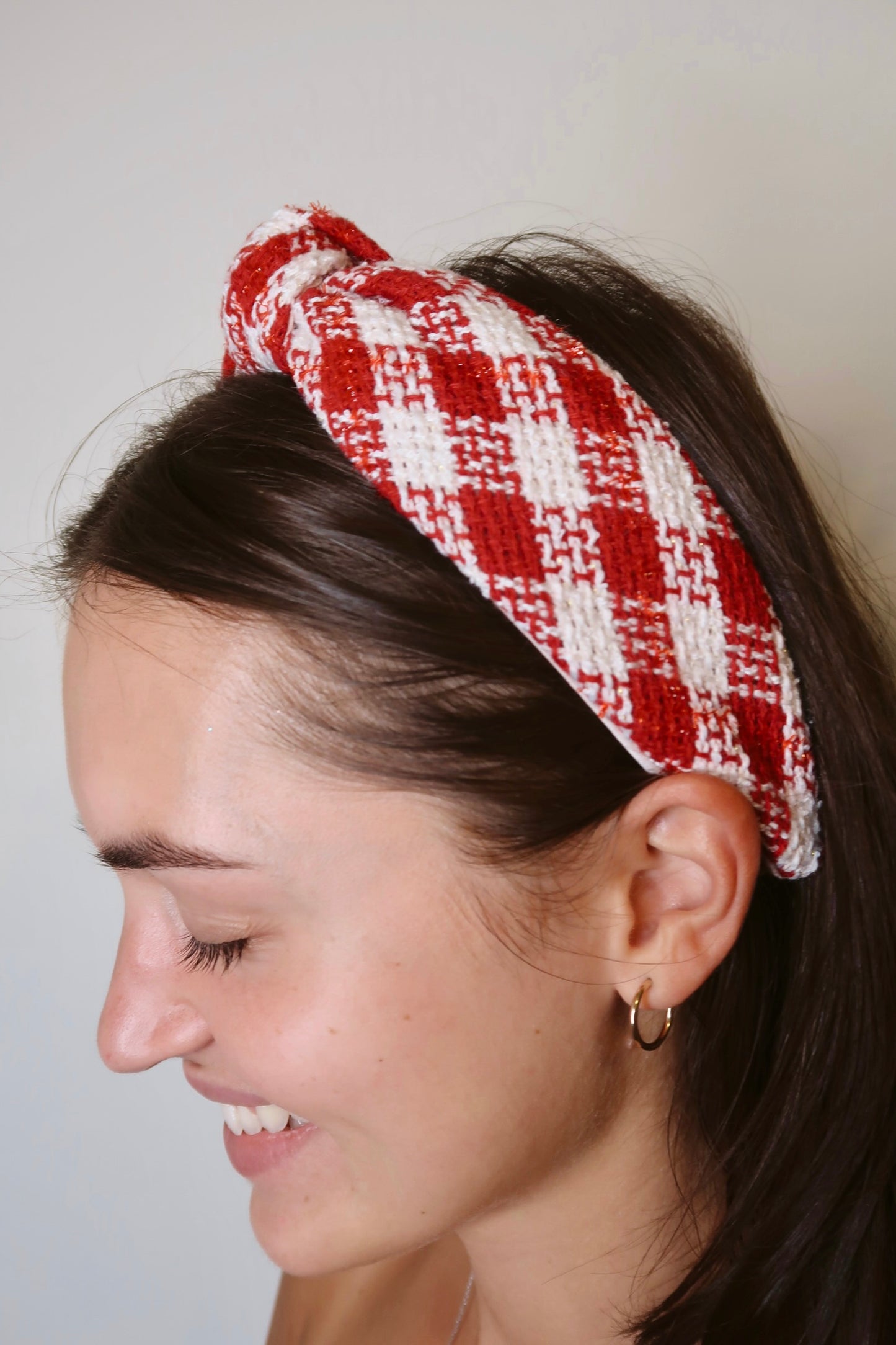 Red & White Gingham Headband