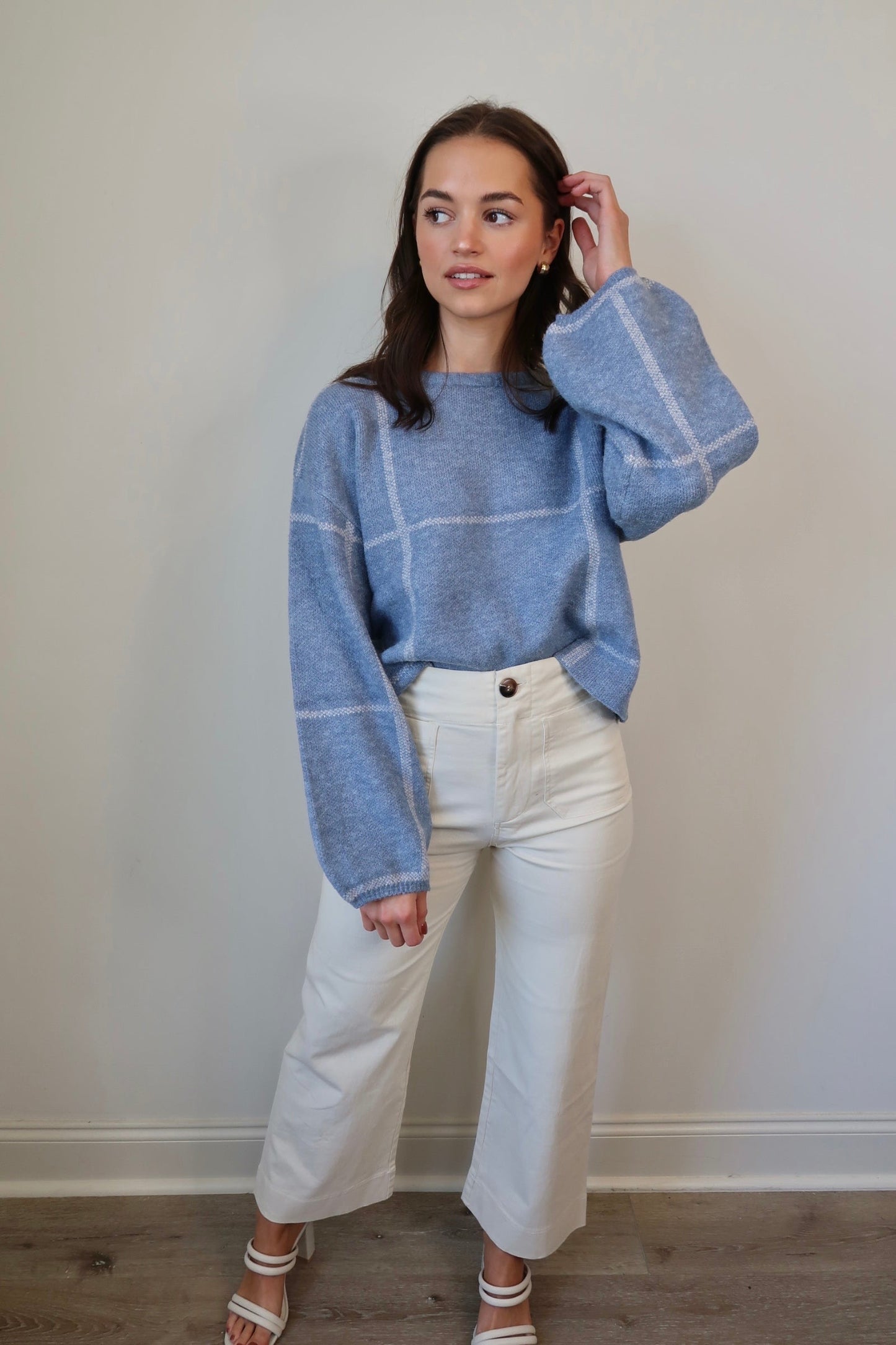 Out and About Grid Pattern Sweater